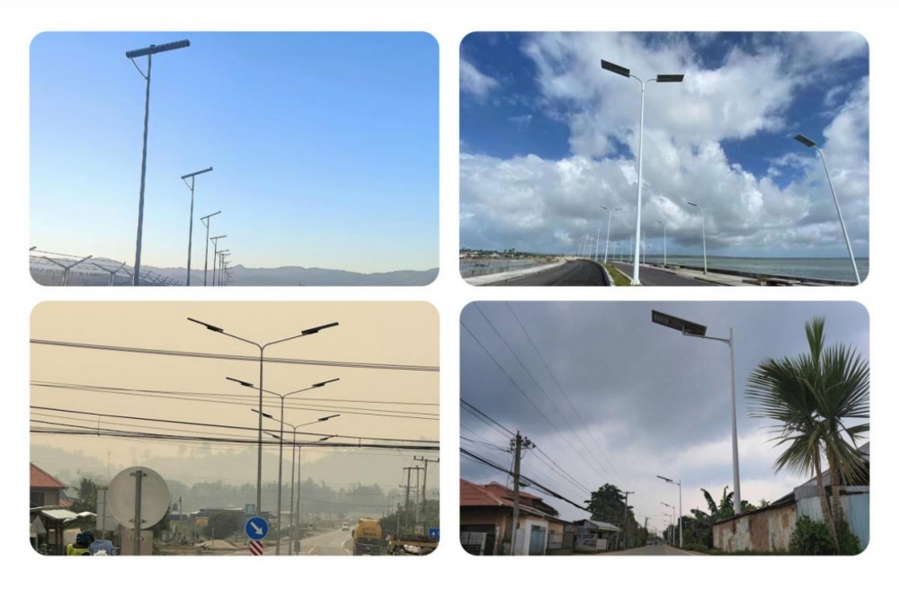 Integrated solar street light with bird repellent deviceHTY-005