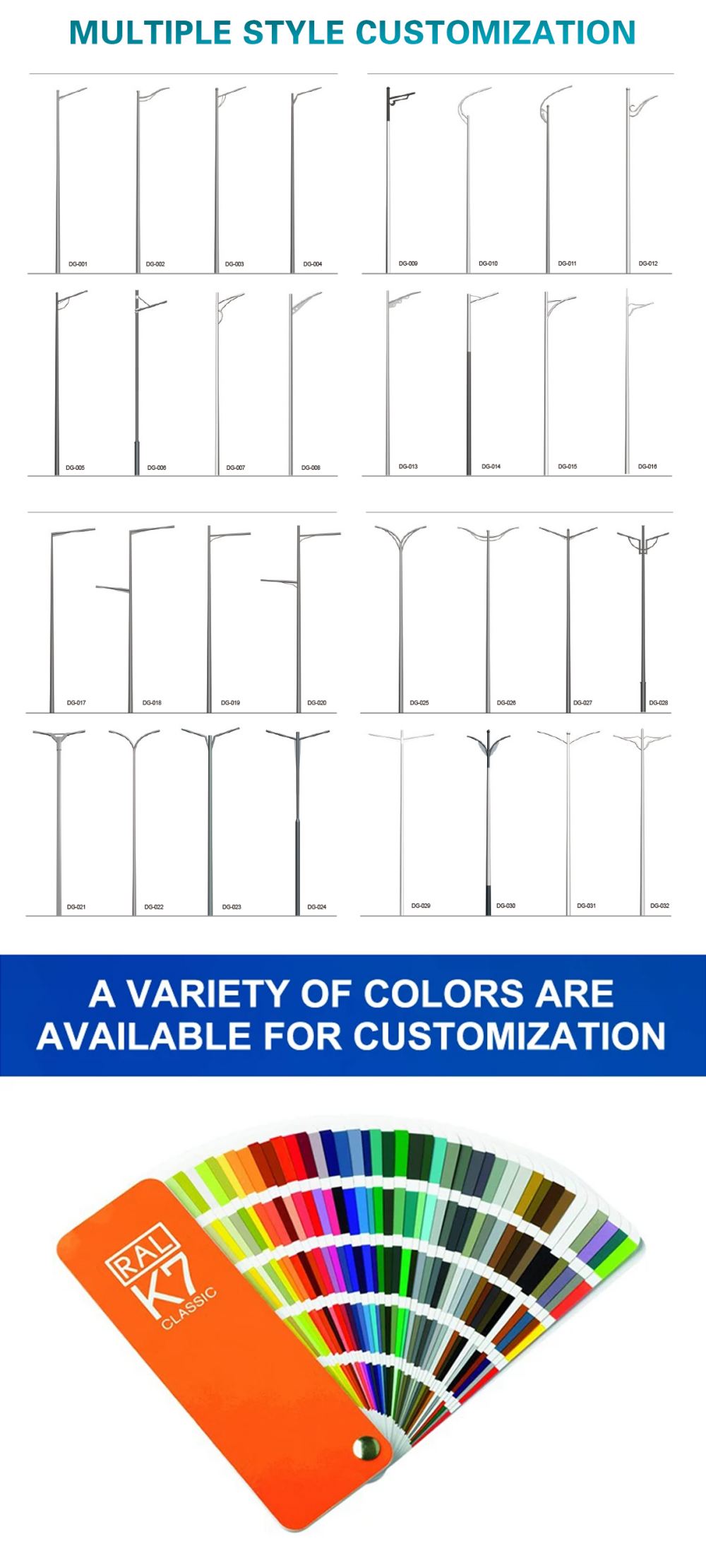 Outdoor LED street light pole