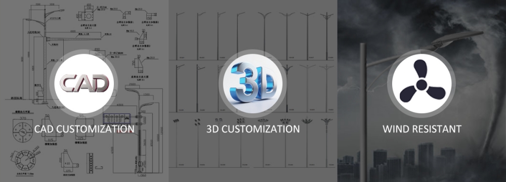 Outdoor LED street light pole