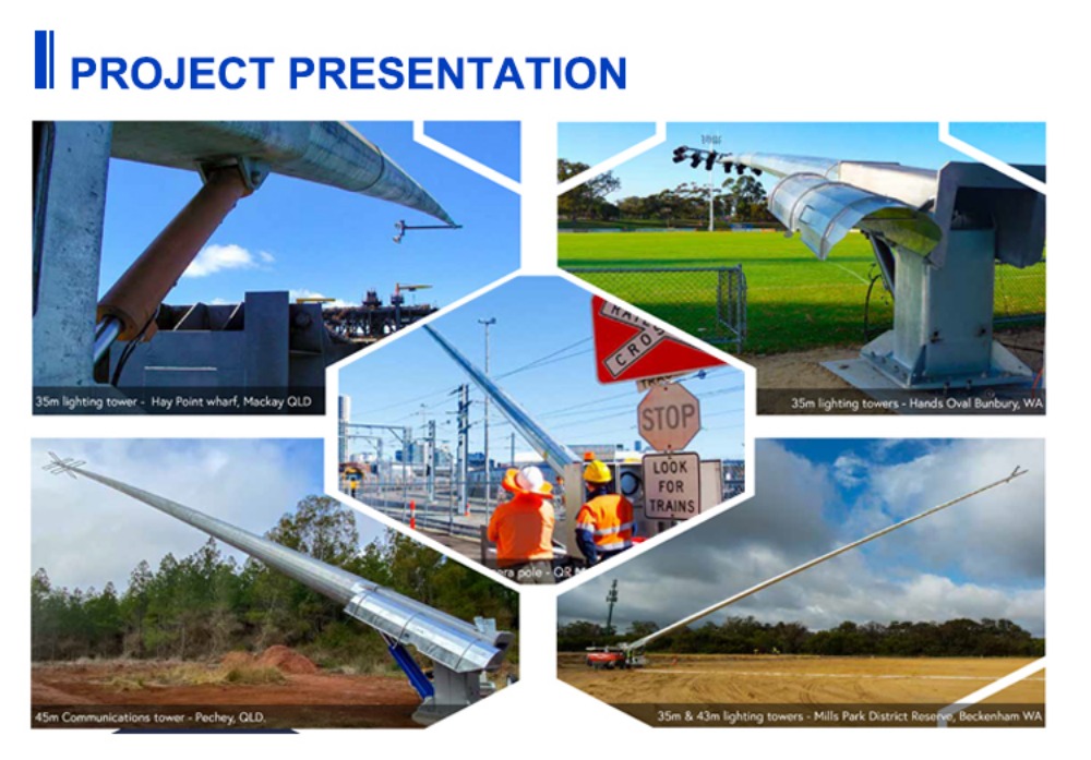 Foldable and tiltable street light pole