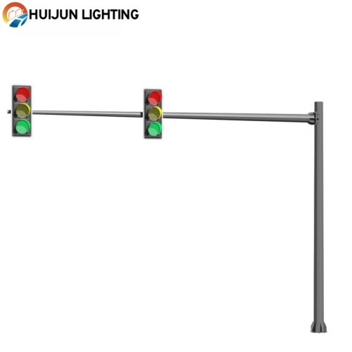 Traffic signal pole at the intersection