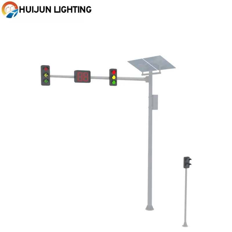 Solar-powered traffic signal pole