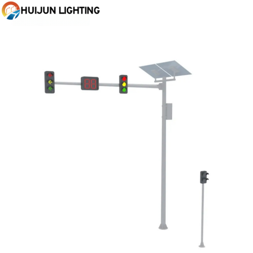 Solar-powered traffic signal pole